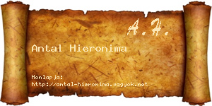 Antal Hieronima névjegykártya